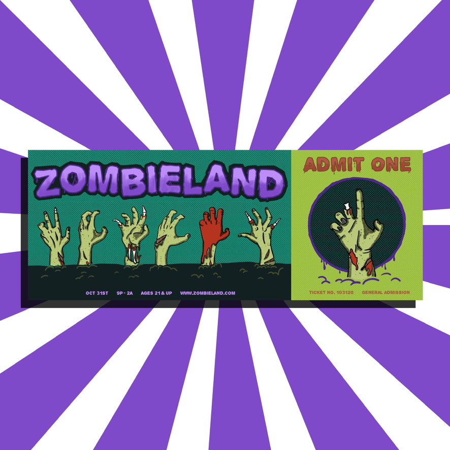 zombie themed haunted house admission ticket